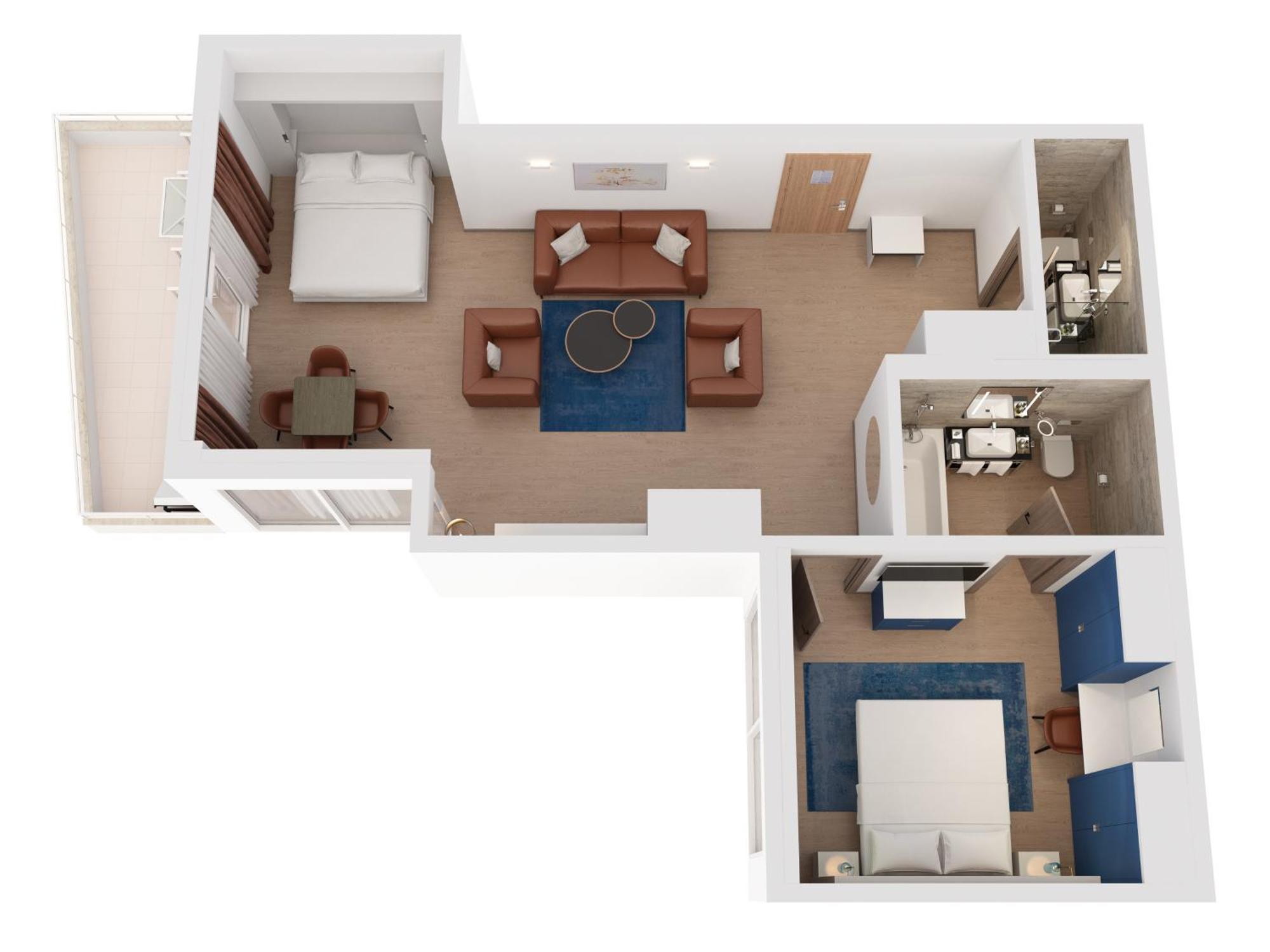 希尔顿里耶卡科斯塔贝拉海滩度假村及水疗中心 外观 照片 A 3D floorplan of a typical hotel room